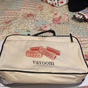 kate spade Cream Canvas Cosmetic Travel Case with Coral Print